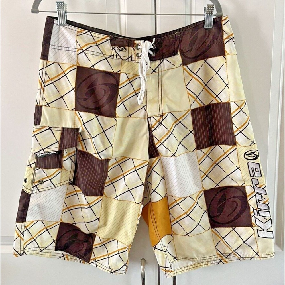 Vintage Kirra Board Shorts Men Size 32 Surfing Swim Trunks Colorful Lightweight